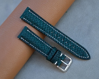 Salmon Watch Strap, Dark Green Watch Strap, Custom Watch Strap, 26mm 25mm 24mm 23mm 22mm 21mm 20mm 19mm 18mm 17mm 16mm 14mm