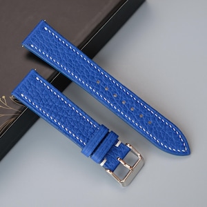 Blue TOGO Leather Watch Strap, Custom Watch Strap, 26mm 24mm 23mm 22mm 21mm 20mm 19mm 18mm 17mm 16mm 14mm 12mm