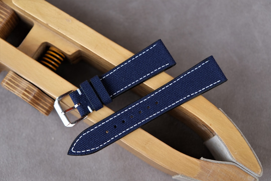 Canvas Watch Band, Dark Blue Watch Band, 14mm 16mm 17mm 18mm 19mm 20mm
