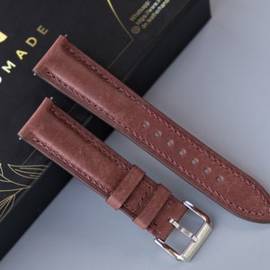 Handmade Brown Leather Watch Strap: Custom Vintage Style