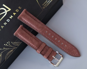 Pulseira de relógio de couro marrom feita à mão: estilo vintage personalizado