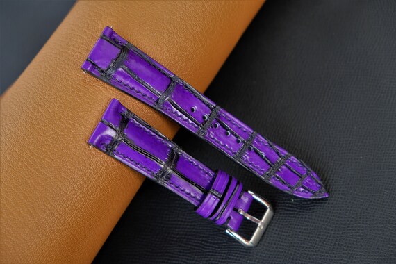 Purple Leather Watch Band: Handmade Custom Watch Strap