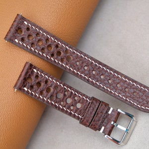Dollaro Leather Watch Band: Chocolate Brown Vintage Style, Custom Size