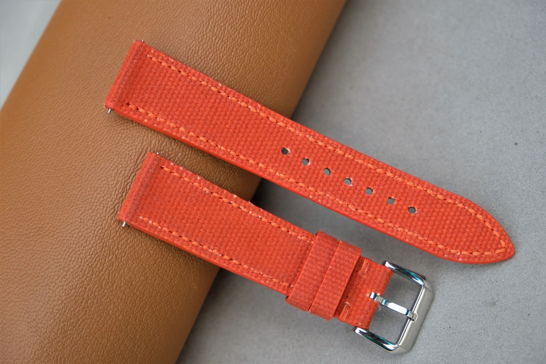 Canvas Watch Strap Orange Watch Strap Custom Watch Strap Etsy