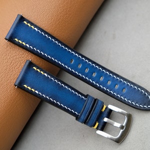 Vegtan Leather Watch Strap, Royal Blue Watch Strap, Custom Watch Strap, Vintage Watch Strap, 26mm24mm23mm22mm21mm20mm19mm18mm17mm16mm