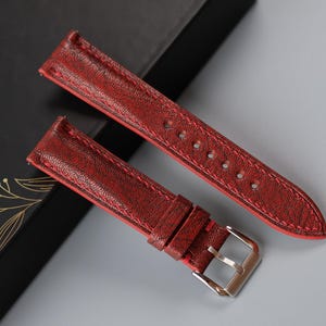 Correa de reloj de piel de cabra Alran PATNAT de color vino tinto, correa de reloj personalizada, 26 mm, 25 mm, 24 mm, 23 mm, 22 mm, 21 mm, 20 mm, 19 mm, 18 mm, 17 mm, 16 mm, 15 mm, 14 mm y 12 mm