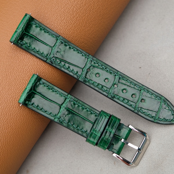 Green Watch Strap, Custom Watch Strap, Vintage Watch Strap, Handmade Watch Strap, 26mm24mm23mm22mm21mm20mm19mm18mm17mm16mm