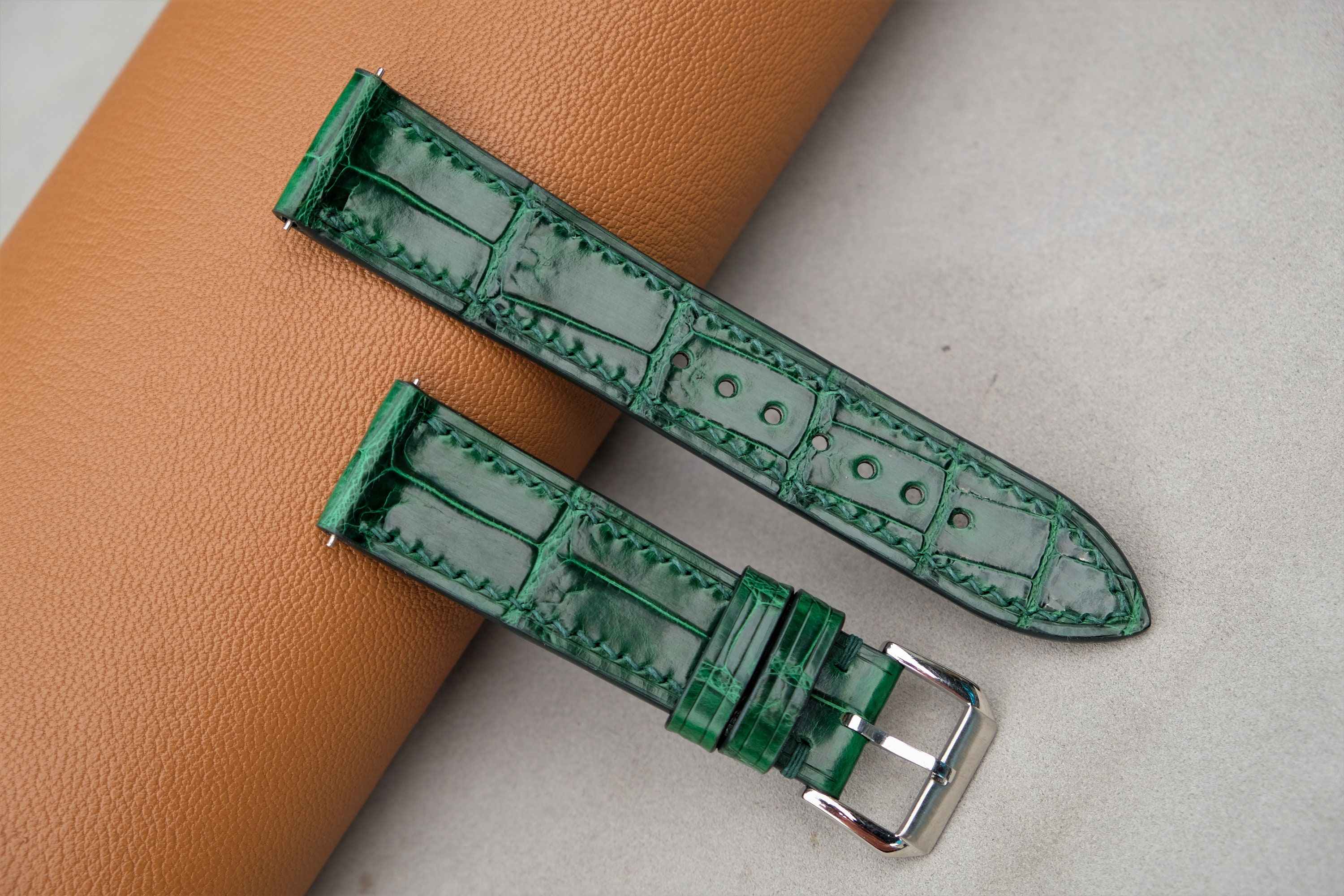 Green Watch Strap, Custom Watch Strap, Vintage Watch Strap, Handmade Watch Strap, 26mm24mm23mm22mm21mm20mm19mm18mm17mm16mm