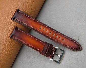 Vegetable-tanned Leather strap, Custom Watch Strap, Handmade Watch Strap, 26mm 24mm 23mm 22mm 21mm 20mm 19mm 18mm 16mm 16mm