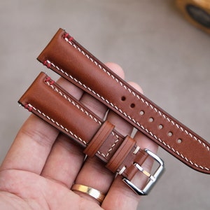 Handmade Buttero Leather Watch Strap: Brown Vintage Style (14mm-26mm)