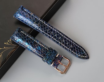 Galaxy Style Salmon Leather Watch Strap, Custom Watch Strap, 26mm 25mm 24mm 23mm 22mm 21mm 20mm 19mm 18mm 17mm 16mm 15mm 14mm 13mm 12mm 10mm
