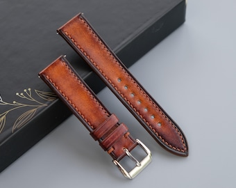 Light Brown Vegetable-Tanned Leather Strap - Custom Sizes From 26mm to 10mm