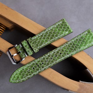 Bracelet de montre peau de serpent, bracelet de montre vert, bracelet de montre vintage, bracelet de montre fait main, 26 mm 24 mm 23 mm 22 mm 21 mm 20 mm 19 mm 18 mm 17 mm 16 mm 14 mm
