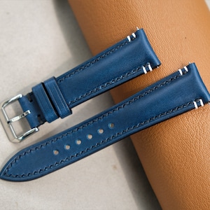 Handgefertigte Buttero Lederarmband: Navy Blue Custom Band