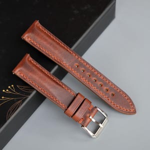 Brown Calf Leather Watch Strap: Handmade Custom Sizes