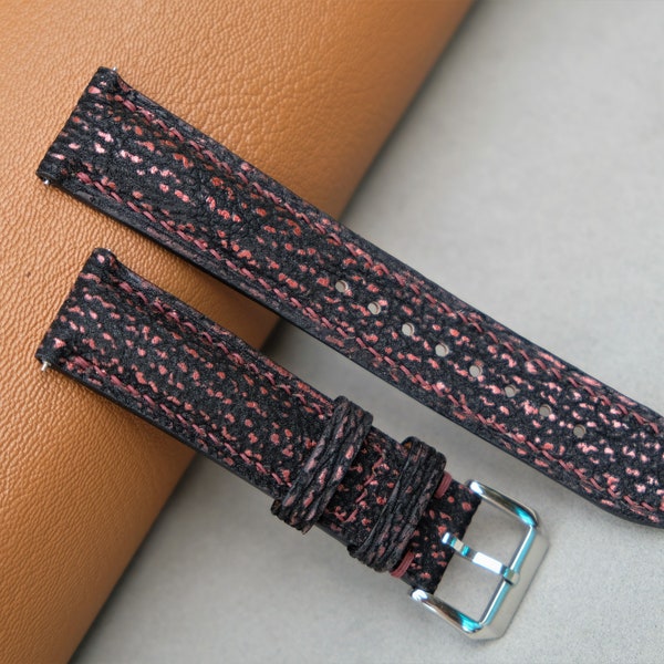 Shark Leather Watch Strap, Vintage Watch Strap, Custom Watch Strap, Handmade Watch Strap 26mm 25mm 24mm 23mm 22mm 21mm 20mm 19mm 18mm 17mm