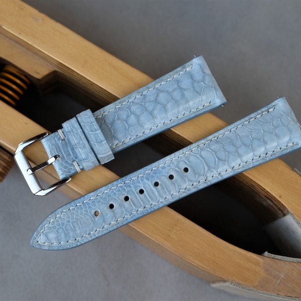 Watch Strap, Exotic Leather Strap, Light Blue Watch Band, 14mm 16mm 17mm 18mm 19mm 20mm 21mm 22mm 23mm 24mm 26mm