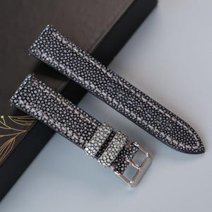 Black Stingray Leather Watch Strap, Custom Watch Strap , 26mm 24mm 23mm 22mm 21mm 20mm 19mm 18mm 16mm 15mm 14mm
