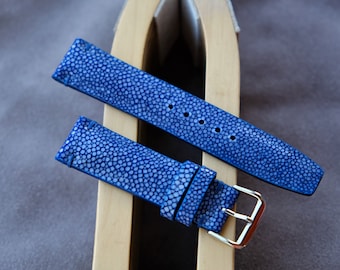 Blue Stingray Leather Watch Strap: Handmade Band (16mm-26mm)