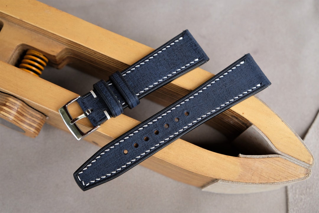 Babele Leather Watch Band Watch Band Dark Navy 12mm 14mm 16mm - Etsy