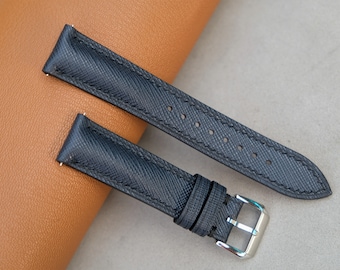 Saffiano Leather Watch Strap, Dark Blue Watch Strap, Custom Watch Strap, Handmade Watch Strap 26mm25mm24mm23mm22mm21mm20mm19mm18mm17mm16mm