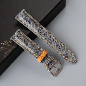 Gray Ostrich Leather Watch Strap: Custom Handmade Band