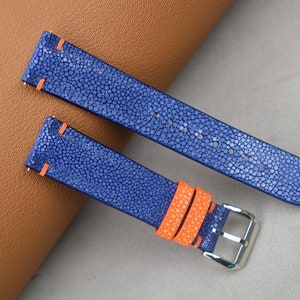 Blue Stingray Leather Watch Band: Handmade Strap (16mm-26mm)