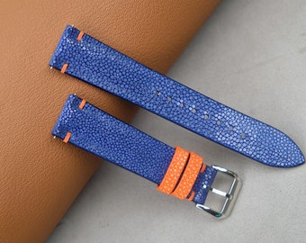Blue Stingray Leather Watch Band: Handmade Strap (16mm-26mm)