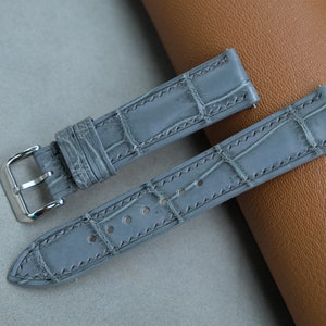 Gray Alligator Leather Watch Band, Custom Watch Band, Vintage Watch Band, Handmade Watch Band, 26mm 24mm 23mm 22mm 21mm 20mm 19mm 18mm 17mm image 2