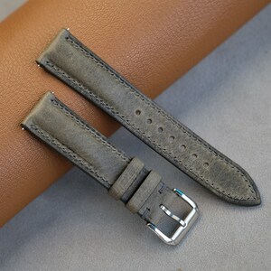 Bracelet de montre en cuir ciré Badalassi, bracelet de montre gris, 26 mm 24 mm 23 mm 22 mm 21 mm 20 mm 19 mm 18 mm 17 mm 16 mm 14 mm 12 mm
