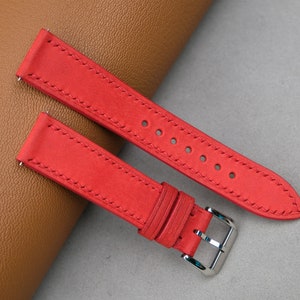 Red Pueblo Leather Watch Strap: Handmade Band (14mm-26mm)
