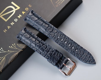Dark Blue Leather Watch Strap, Custom Watch Strap, 26mm 24mm 23mm 22mm 21mm 20mm 19mm 18mm 17mm 16mm 15mm 14mm 13mm 12mm
