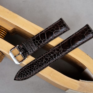 Ostrich leather watch strap,  Chocolate watch band, 14mm 16mm 17mm 18mm 19mm 20mm 21mm 22mm 23mm 24mm 26mm
