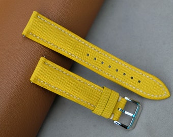 Bracelet de montre en tissu, bracelet de montre jaune, bracelet de montre personnalisé, bracelet de montre fait à la main, 26mm25mm24mm23mm21mm20mm19mm18mm17mm16mm