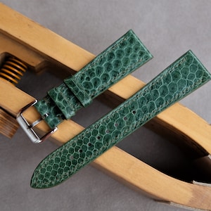Snakeskin Watch Strap, Green Watch Strap, Vintage Watch Strap, 26mm 24mm 23mm 22mm 21mm 20mm 19mm 18mm 17mm 16mm 14mm 12mm