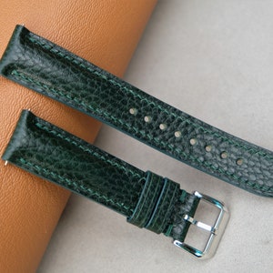 Dollaro Leather Watch Band: Dark Green Vintage Style, Handmade