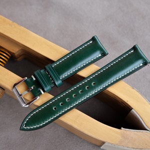 Shell Cordovan leather strap,  Green watch band, 16mm 17mm 18mm 19mm 20mm 21mm 22mm 23mm 24mm 26mm