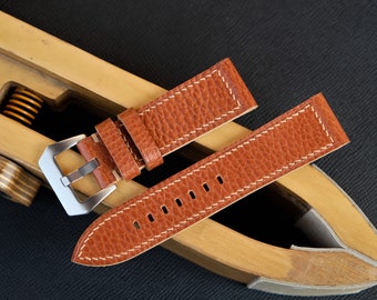 Handmade Brown Leather Watch Band: Vintage Style