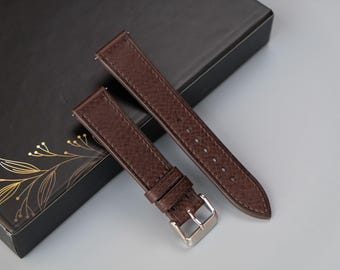 Handmade Chocolate Italian Leather Watch Strap - Custom Sizes From 26mm to 12mm