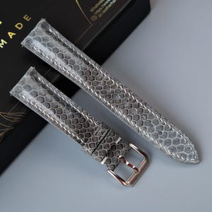 Gray Snakeskin Leather Watch Strap, Custom Watch Strap 26mm 24mm 23mm 22mm 21mm 20mm 19mm 18mm 17mm 16mm 15mm 14mm 13mm 12mm 10mm