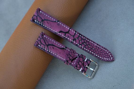 Cute Purple Genuine Leather Watch Strap 10mm 10mm Purple Genuine Leather Watch Band - USA | eBay main image 3