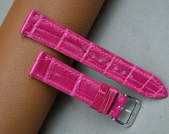Pink Watch Strap, Custom Watch Strap, Handmade Watch Strap, Vintage Watch Strap, 26mm 24mm 23mm 22mm 21mm 20mm 19mm 18mm 17mm 16mm 14mm