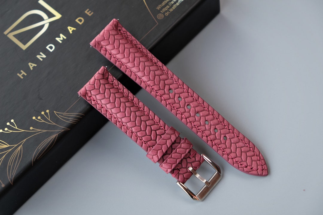 Light Burgundy Maya Leather Watch Strap, Custom Watch Strap