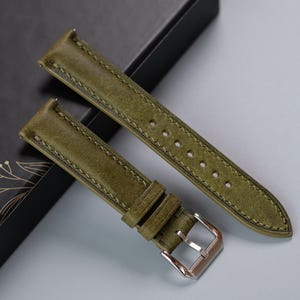 Uhrenarmband olivgrün, Pueblo Leder, Uhrenarmband individuell, 26 mm 24 mm 23 mm 22 mm 20 mm 19 mm 18 mm 17 mm 16 mm 15 mm 14 mm 12 mm