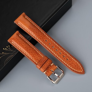 Handmade Light Brown Leather Watch Strap: Custom Sizes