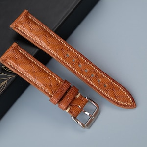 Handmade Light Brown Calf Leather Watch Strap: Custom Sizes