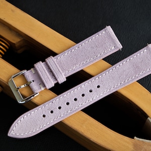 Handmade Light Purple Suede Watch Band: Custom Sizes