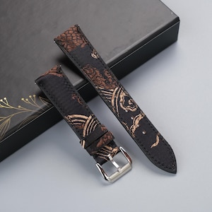 Fabric Watch Strap: Handmade Vintage Style, Floral Pattern- Custom Size 12mm to 26mm