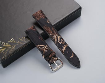 Fabric Watch Strap: Handmade Vintage Style, Floral Pattern- Custom Size 12mm to 26mm