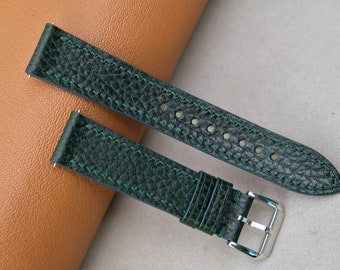 Dollaro Leather Watch Band: Dark Green Handmade Strap